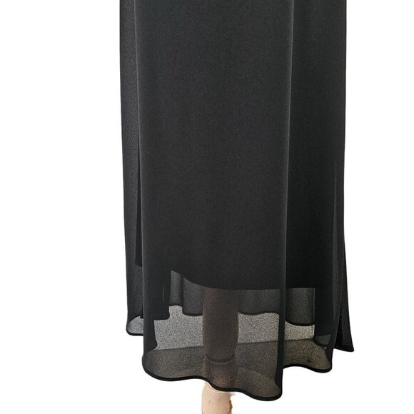 Positive Attitude 40s Style Black Maxi Dress Sz 12 Faux 2 Piece Beaded Short Slv - Picture 7 of 9